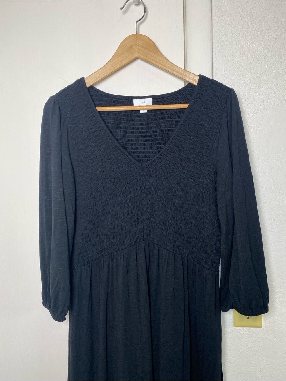 J.Jill Tiered Flounced-Hem Midi Dress Medium Black Minimalist Quiet Luxury - Picture 3 of 8